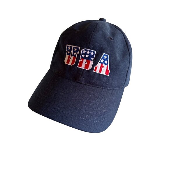 Blue USA Red White Stars Stripes Hat Cap Adjustable - Picture 1 of 6